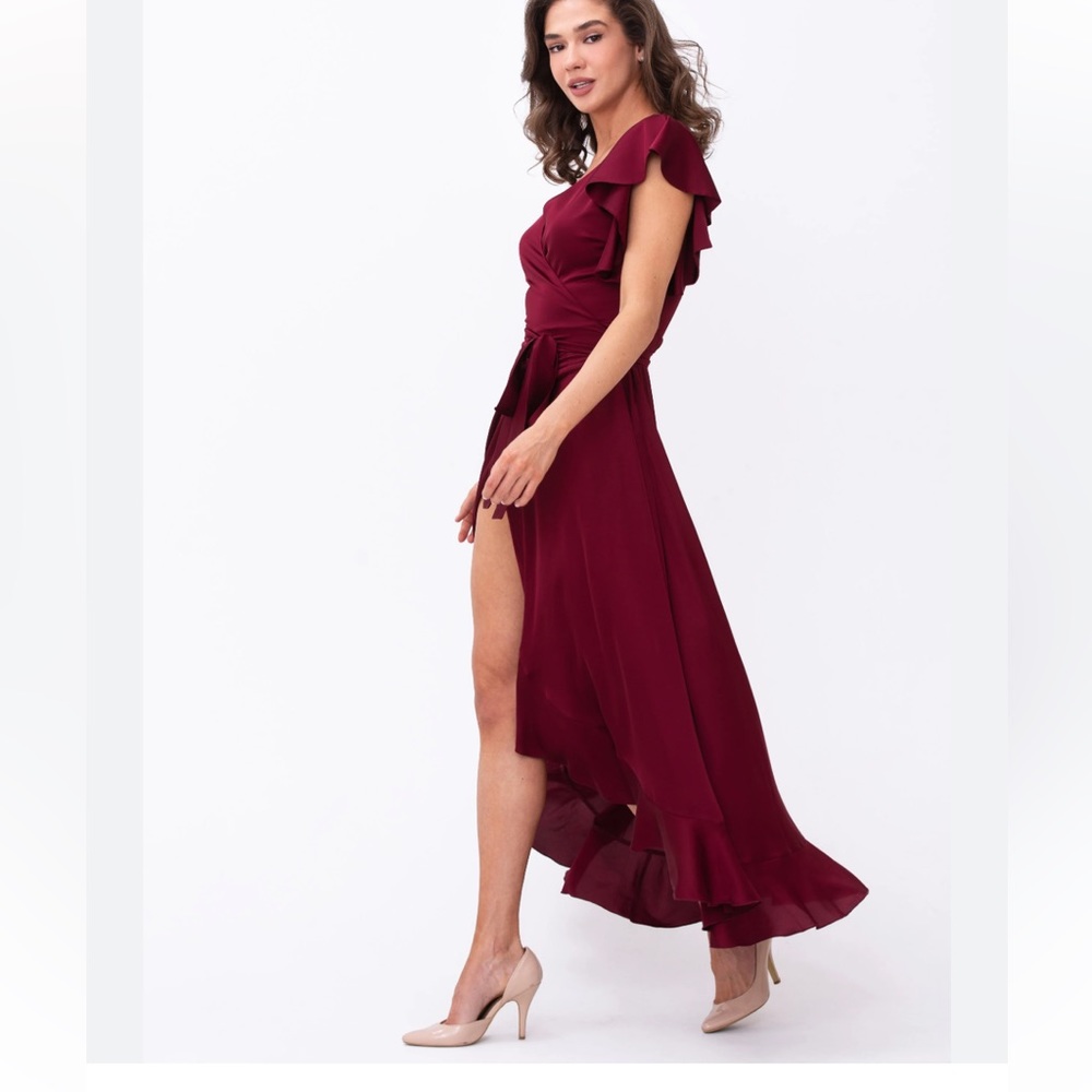 Fame and Partners Dress- wine wrap dress
